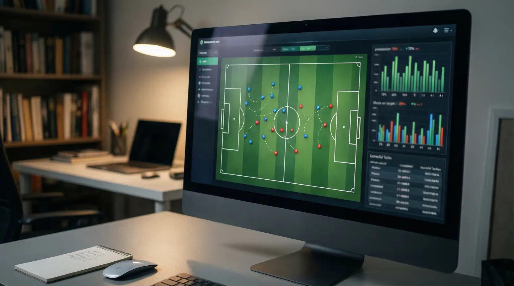 Scherm met live voetbalstatistieken en wedstrijddata