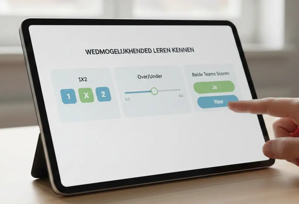Scherm met verschillende wedopties voor voetbal